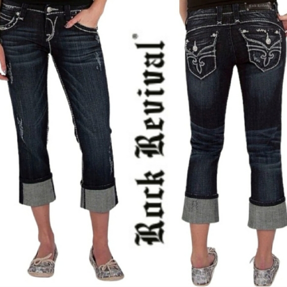 Rock Revival Denim - Rock Revival by the Buckle Stephanie Easy Capri Jean, size 32